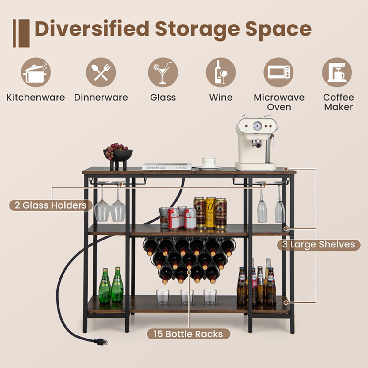 Industrial Wine Rack with Storage Shelves - image 16