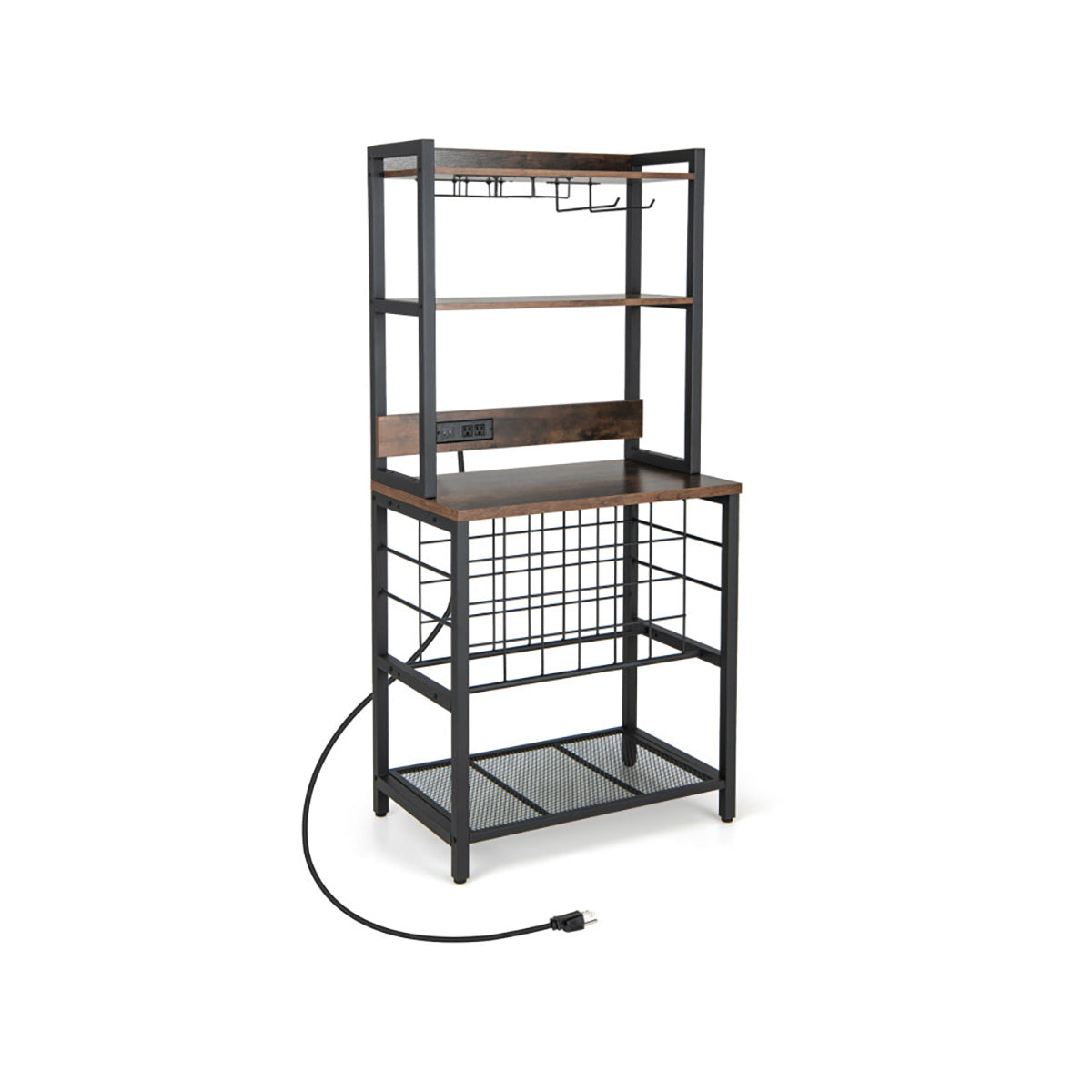 Wine Bar Cabinet with 4 Tier Storage Shelves and Glass Holders - image 10