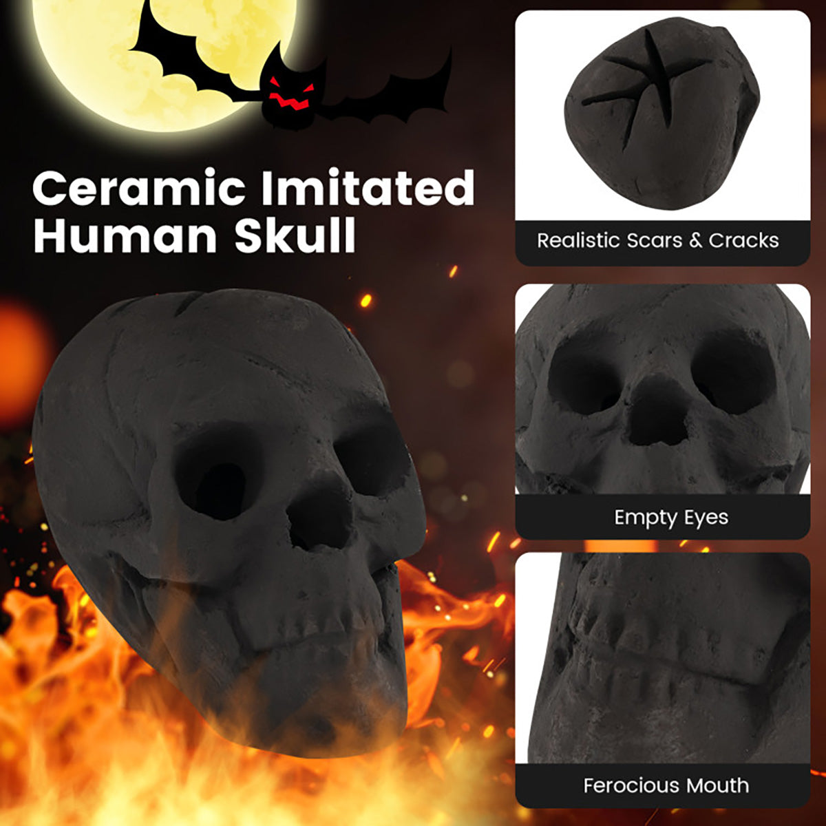 Ceramic Fireproof Fire Pit Skull - image 4