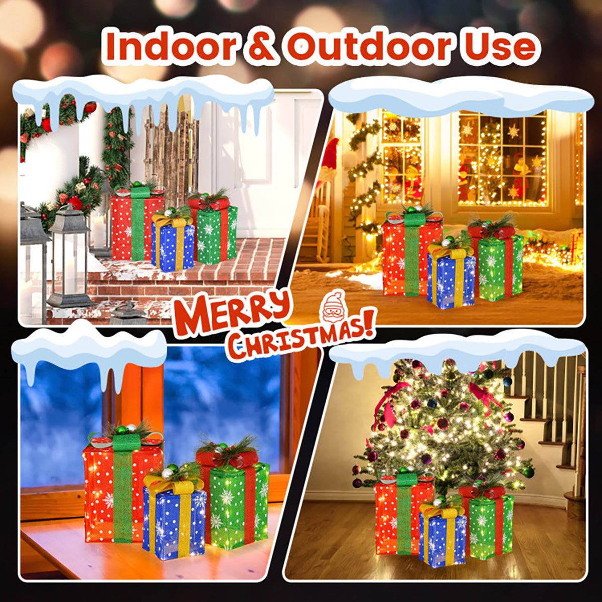 Pre-Lit Multi-Color Christmas Gift Box Decoration (Set of 3) - image 3