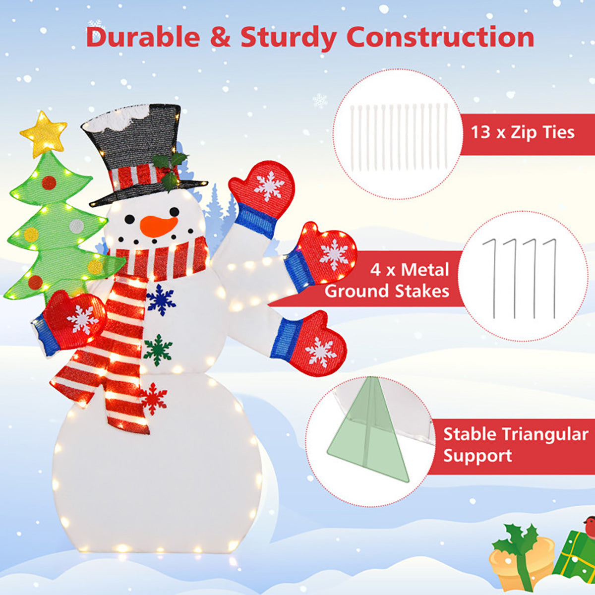 4' Pre-Lit Snowman Decoration with Waving Hand - image 6