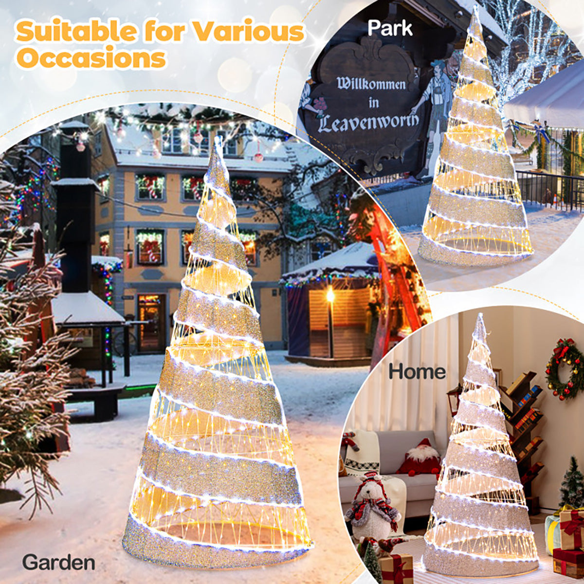 5' Pre-lit Christmas Cone Tree - image 3