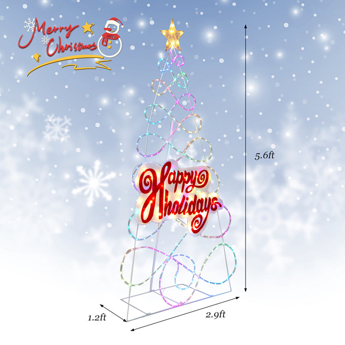 5.6' Pre-Lit Happy Holidays Christmas Tree Decoration - image 10