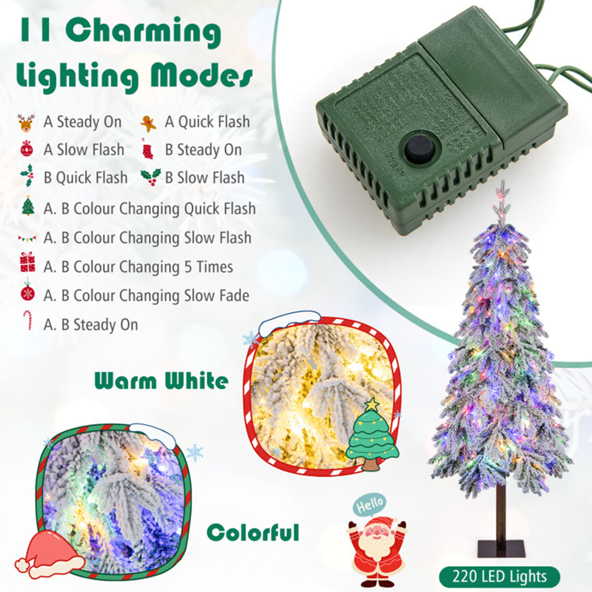 6' Pre-lit Artificial Flocked Hinged Christmas Tree - image 7
