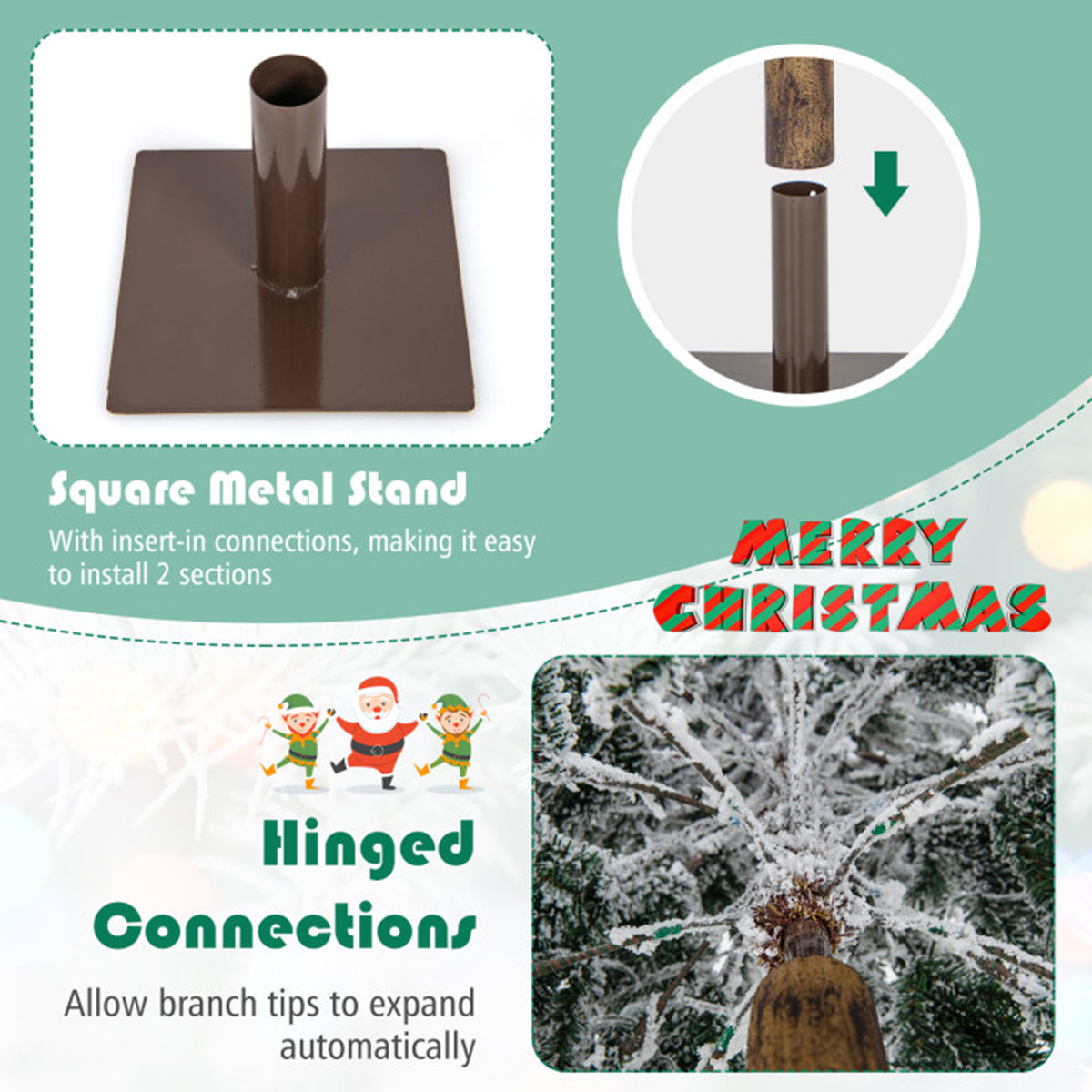 6' Pre-lit Artificial Flocked Hinged Christmas Tree - image 8
