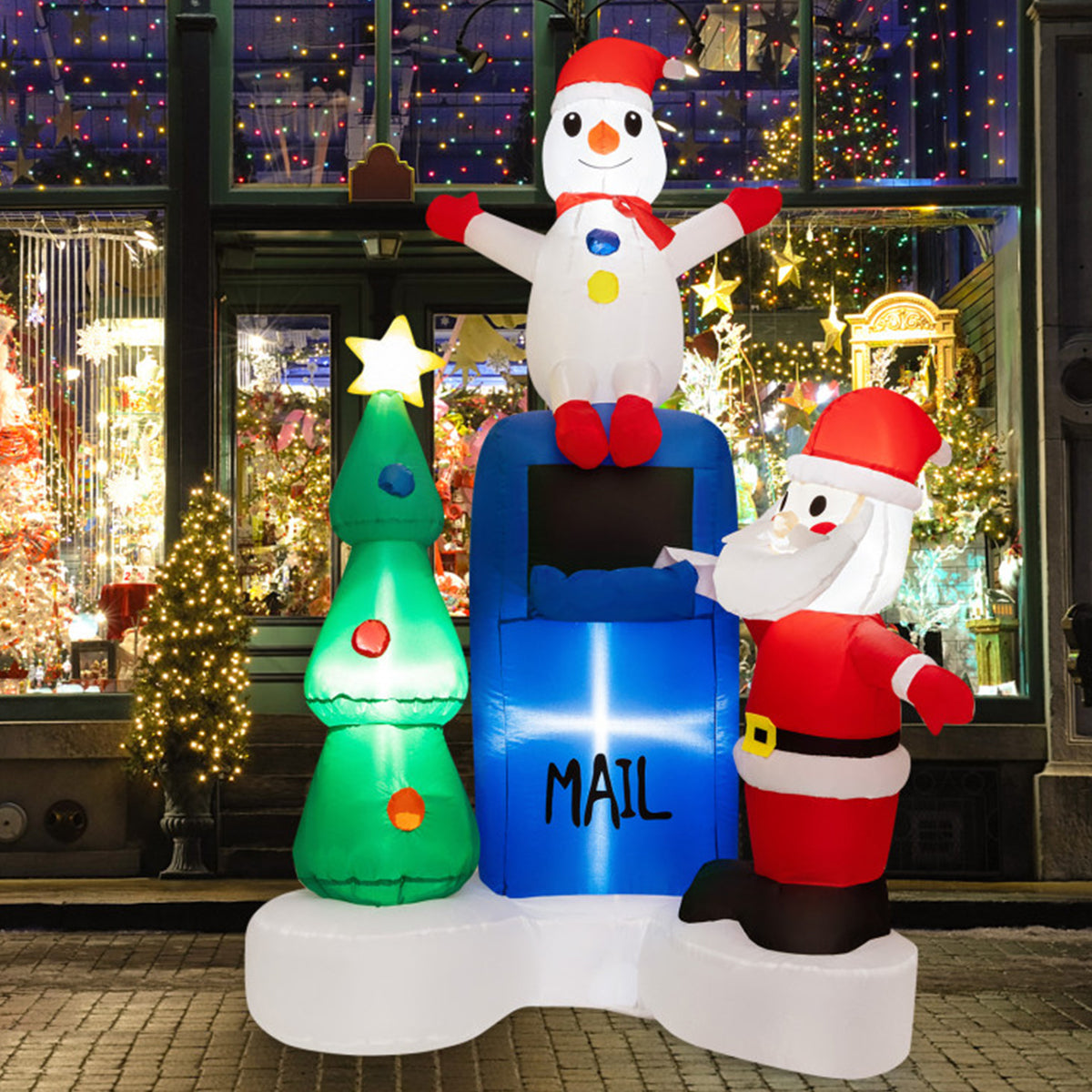 6' Inflatable Christmas Mailbox Santa and Snowman - image 9