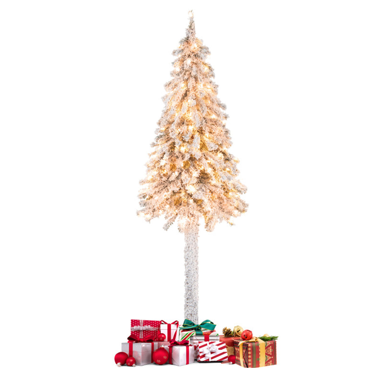 6' Pre-lit Artificial Flocked Pencil Christmas Tree - image 9