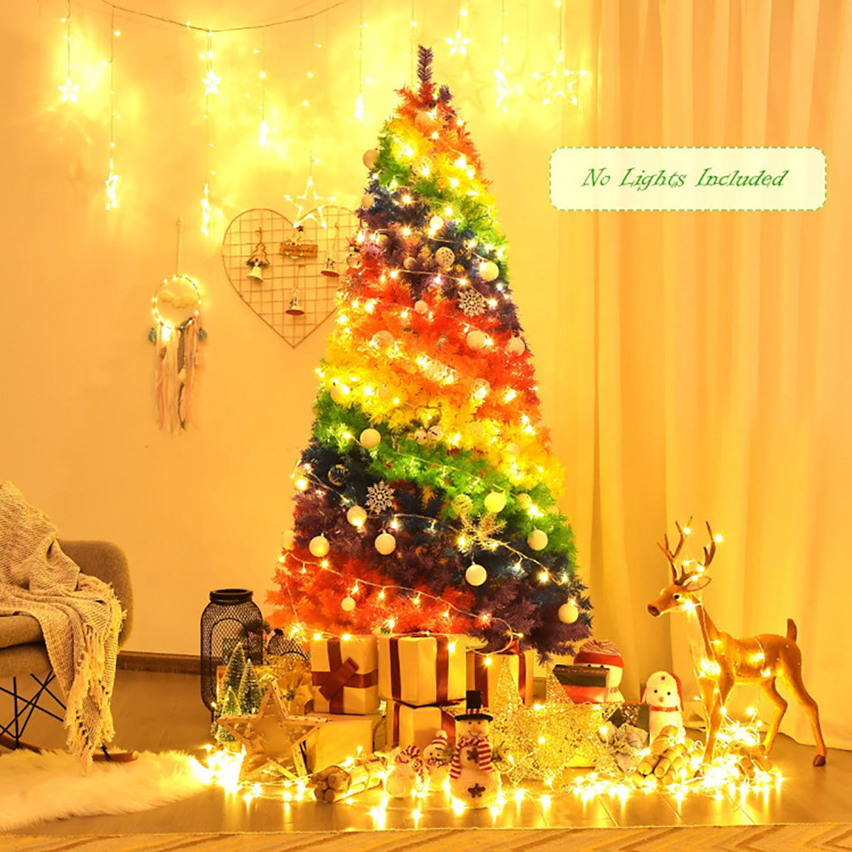 7' Artificial Rainbow Hinged Christmas Tree - image 10