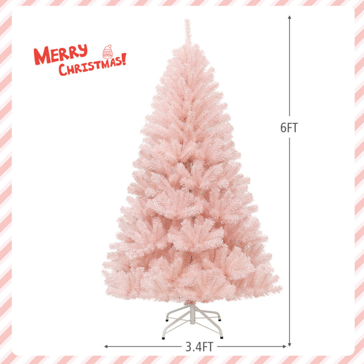 6' Pink Pre-Lit Artificial Hinged Fur Christmas Tree - image 9