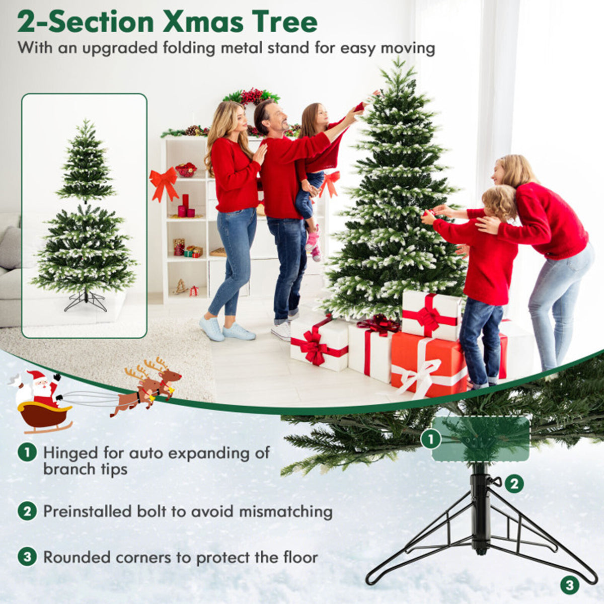 Snowy Tipped Pre-Lit Hinged Christmas Tree with Remote Control - image 6