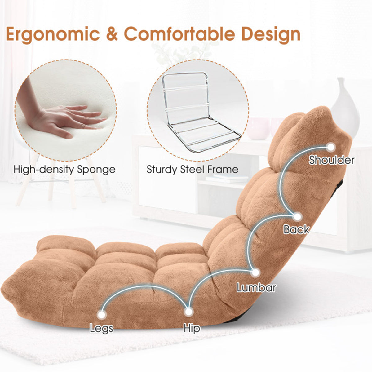 14-Position Adjustable Cushioned Floor Chair - image 3
