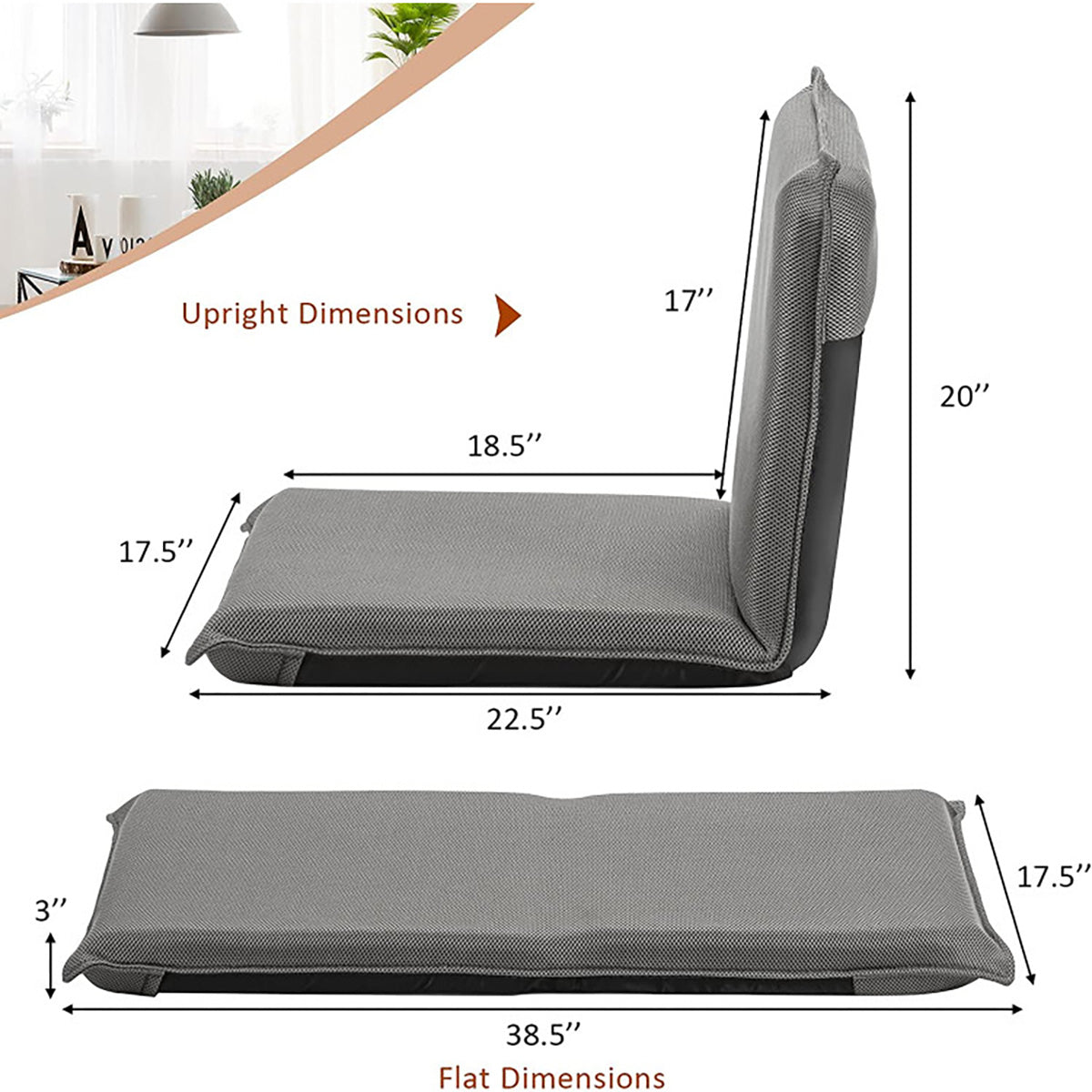 Adjustable 6-Position Folding Floor Chair - image 25