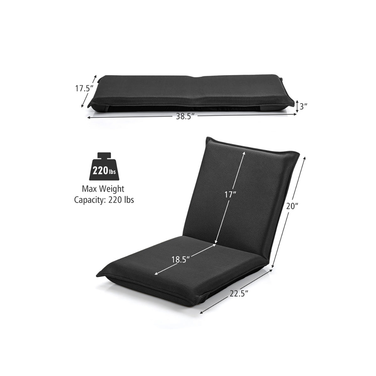 Adjustable 6-Position Folding Floor Chair - image 9