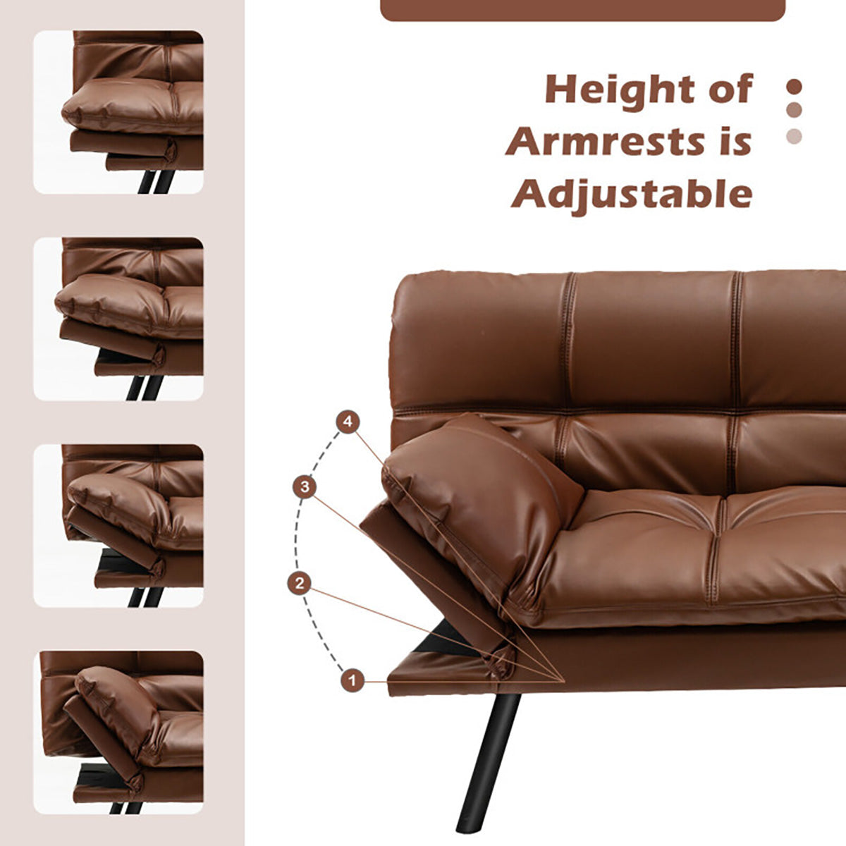 Convertible Memory Foam Futon Sofa Bed - image 15