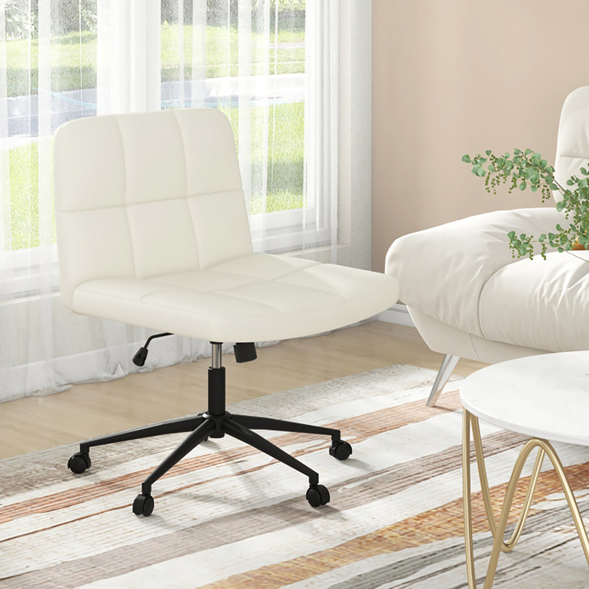 Height-Adjustable Armless Desk Chair with Wheels