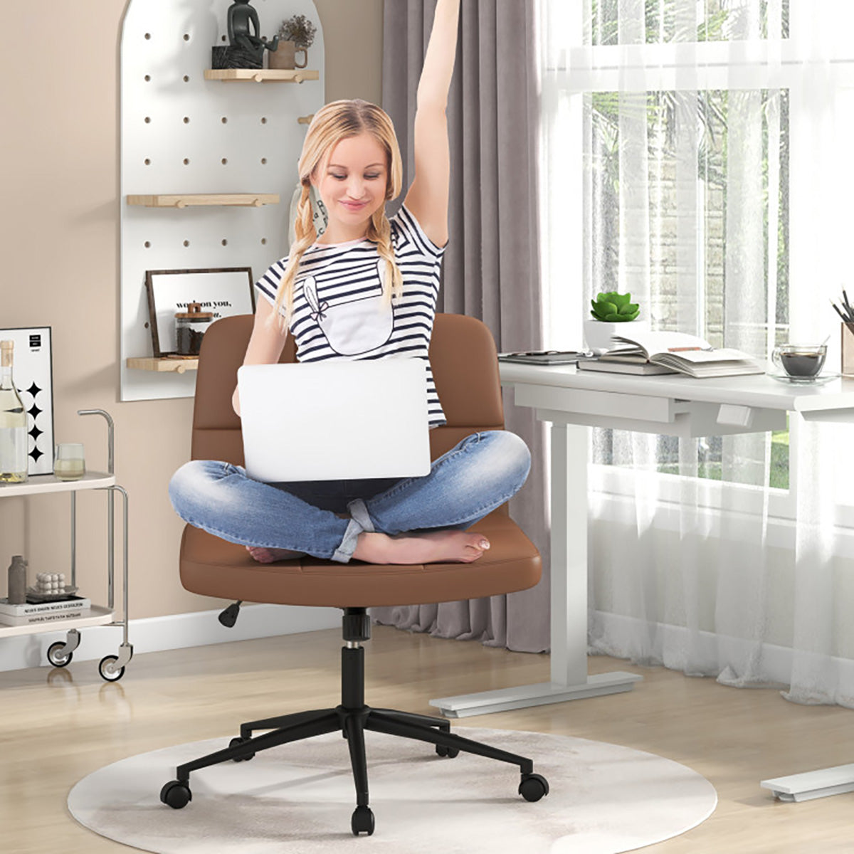 Height-Adjustable Armless Desk Chair with Wheels - image 20