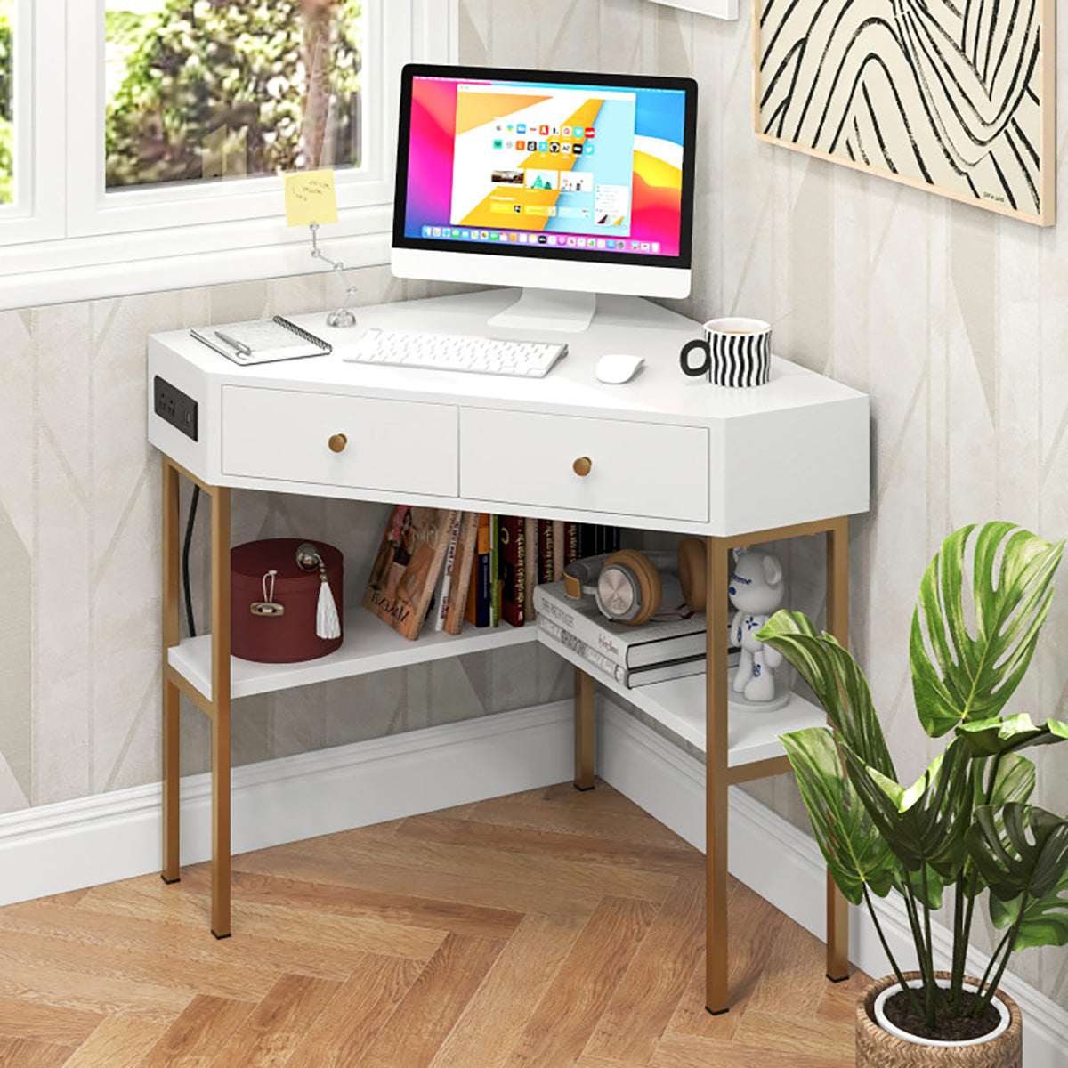 Corner Desk with Built-In Charging Station - image 15