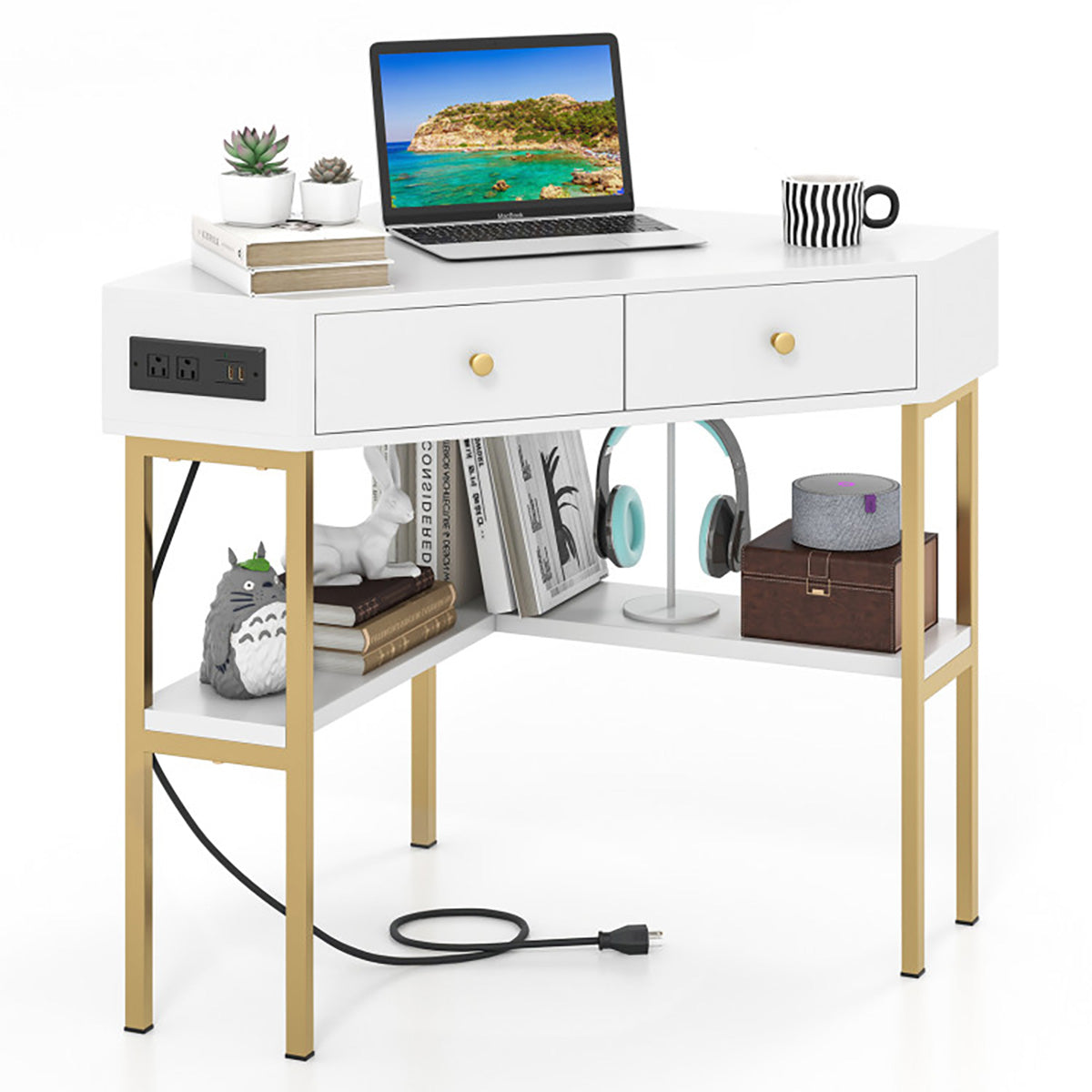 Corner Desk with Built-In Charging Station - image 19