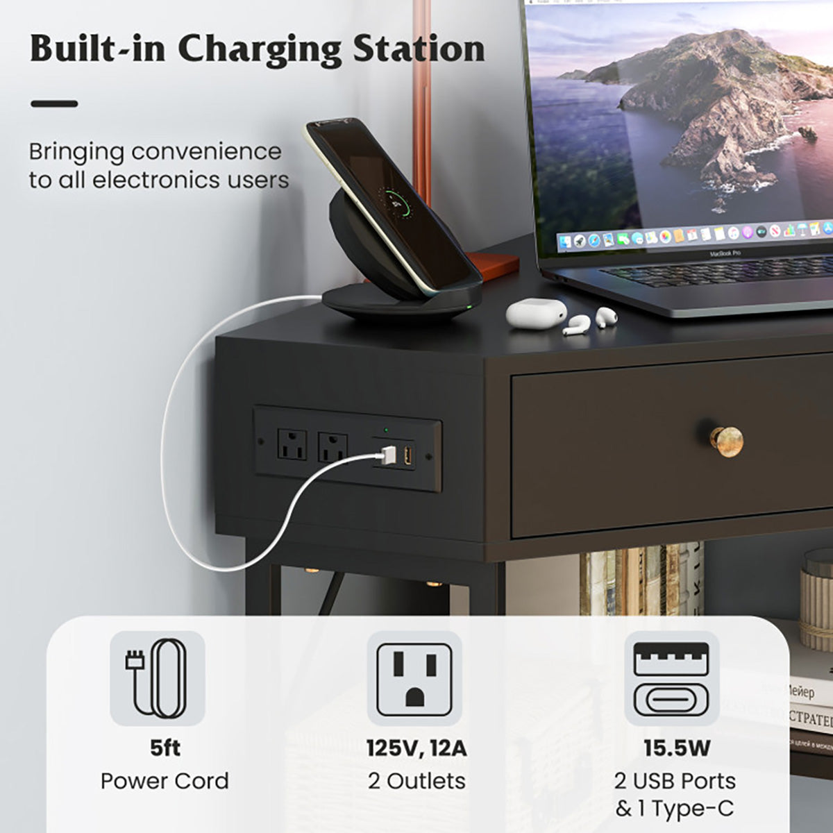 Corner Desk with Built-In Charging Station - image 6