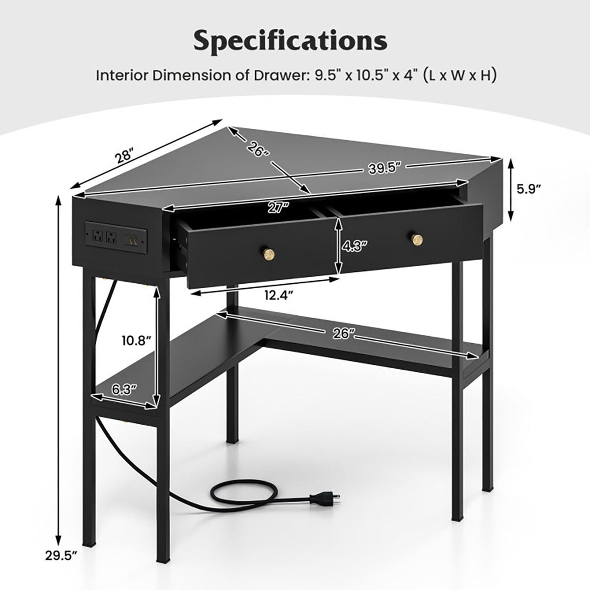 Corner Desk with Built-In Charging Station - image 11