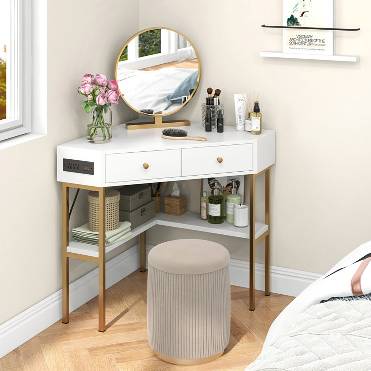 Corner Desk with Built-In Charging Station - image 20