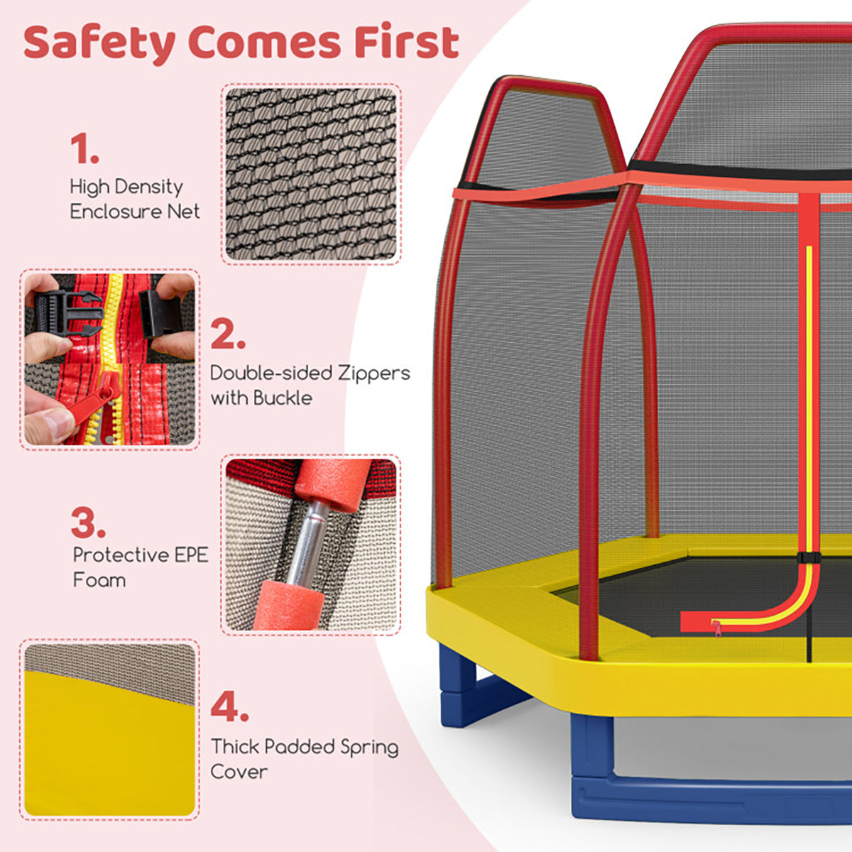 7' Kids Bounce Jumper Trampoline with Enclosure - image 22