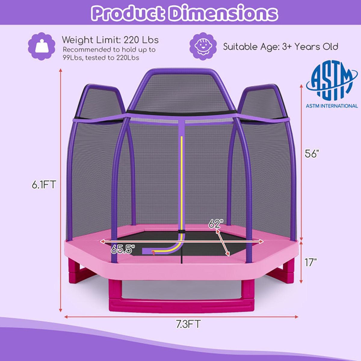 7' Kids Bounce Jumper Trampoline with Enclosure - image 19