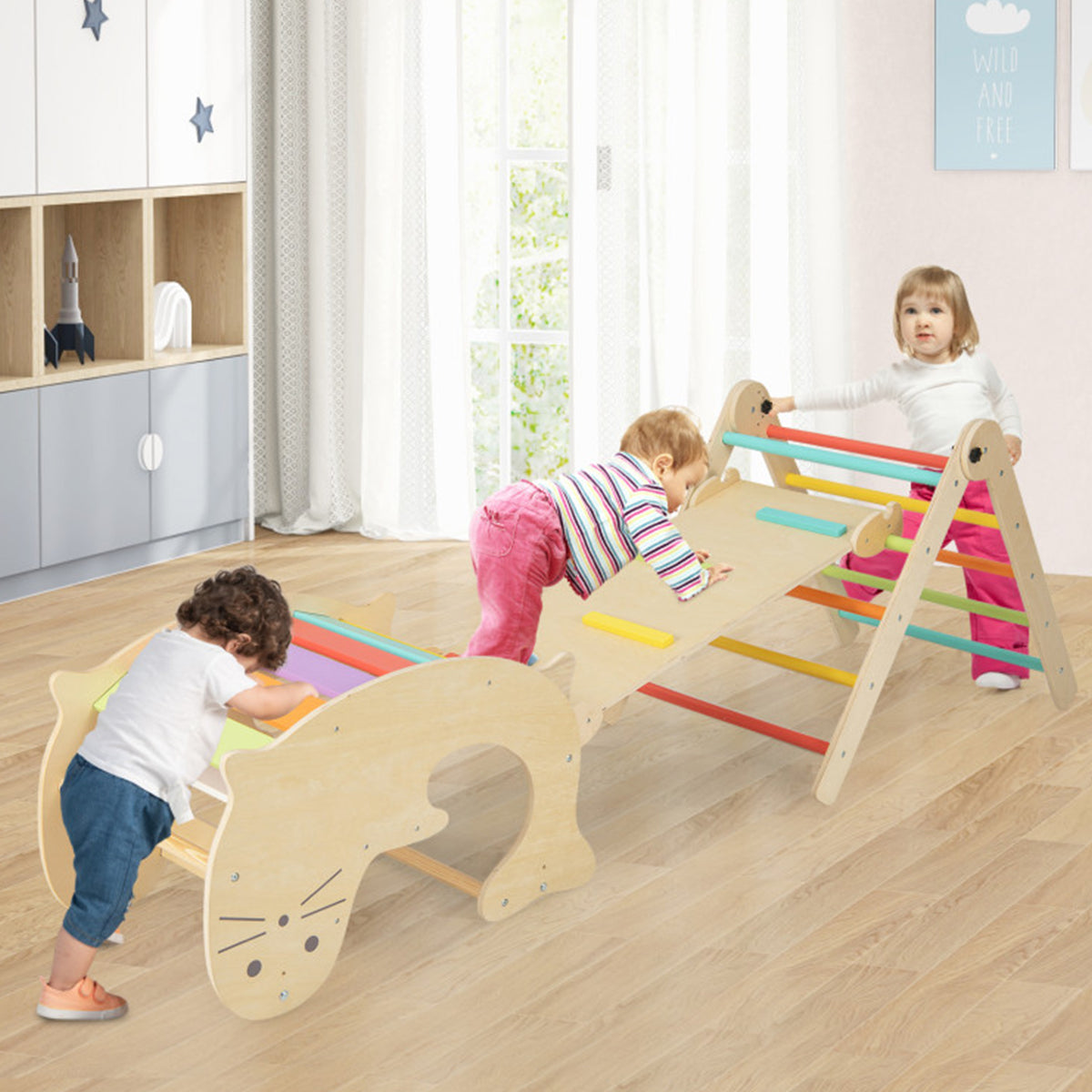 7-in-1 Indoor Climbing Toys with Reversible Ramp