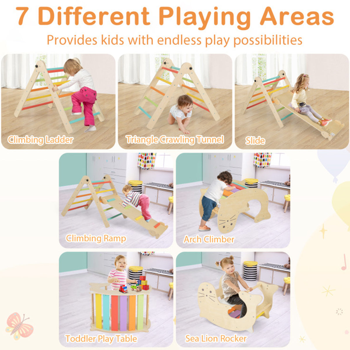 7-in-1 Indoor Climbing Toys with Reversible Ramp - image 4