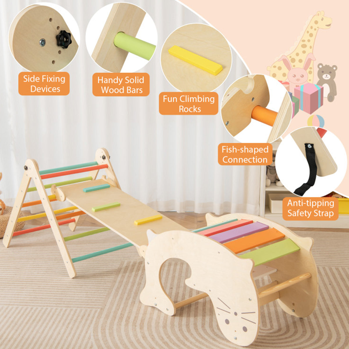 7-in-1 Indoor Climbing Toys with Reversible Ramp - image 3
