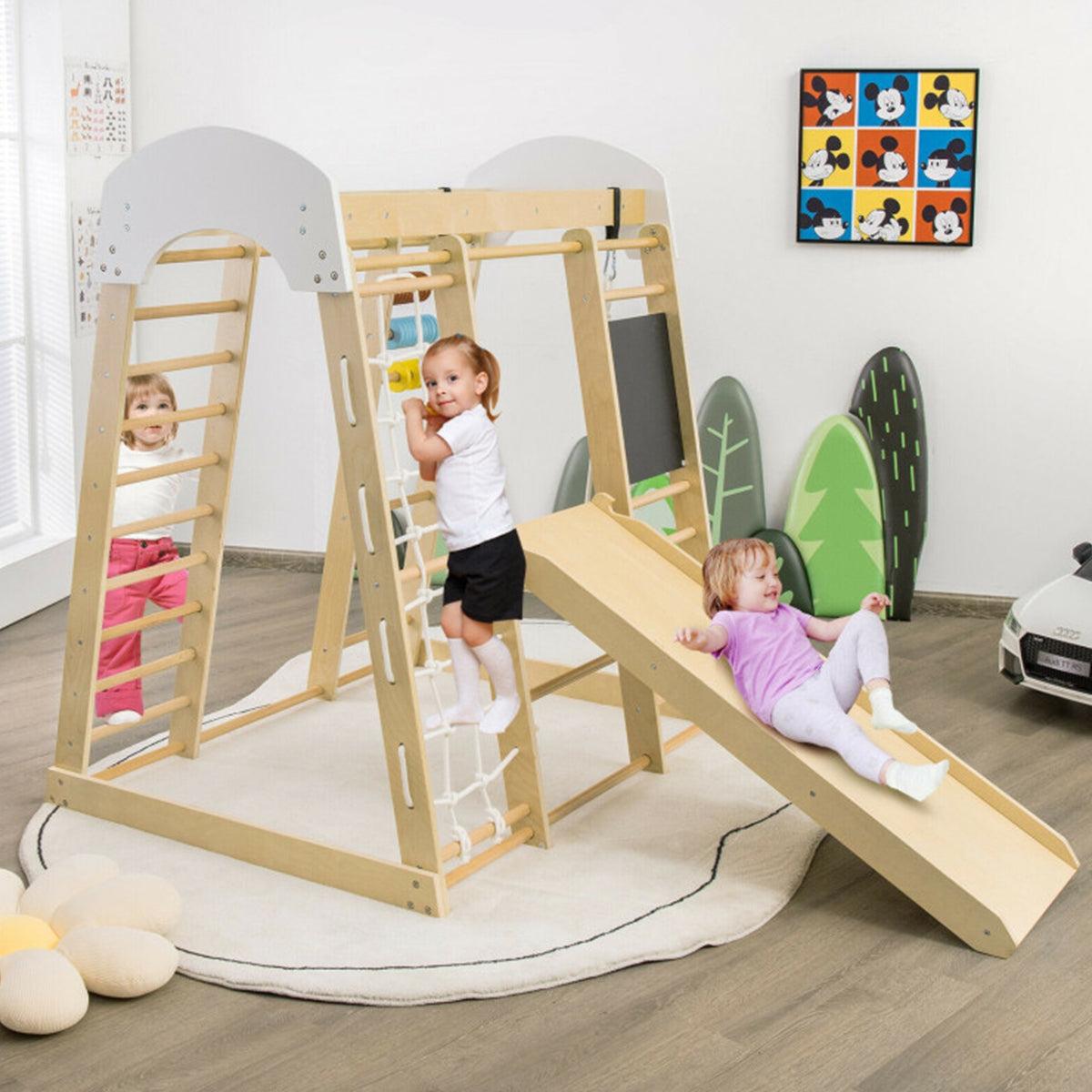 8-in-1 Wooden Climber Play Set with Slide and Swing - image 16