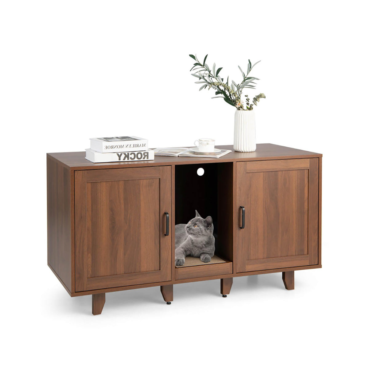 Cat Litter Box Enclosure with Scratching Board - image 14
