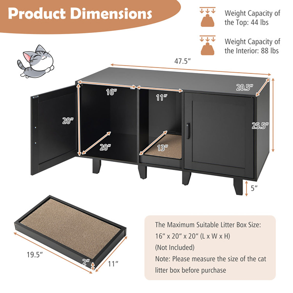 Cat Litter Box Enclosure with Scratching Board - image 11
