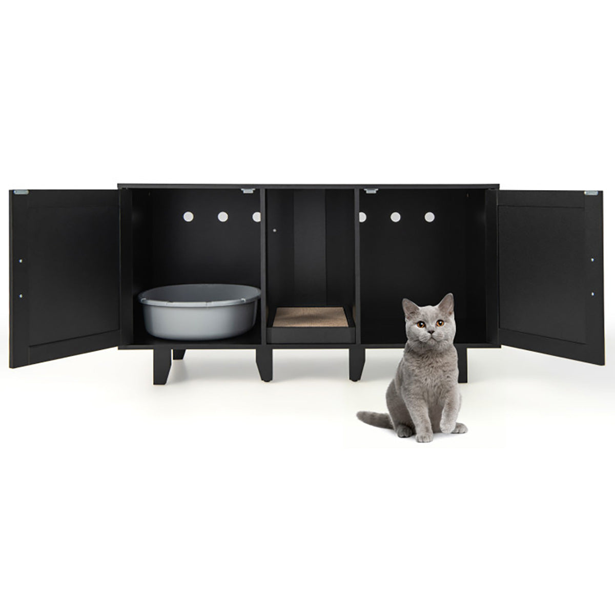 Cat Litter Box Enclosure with Scratching Board - image 3