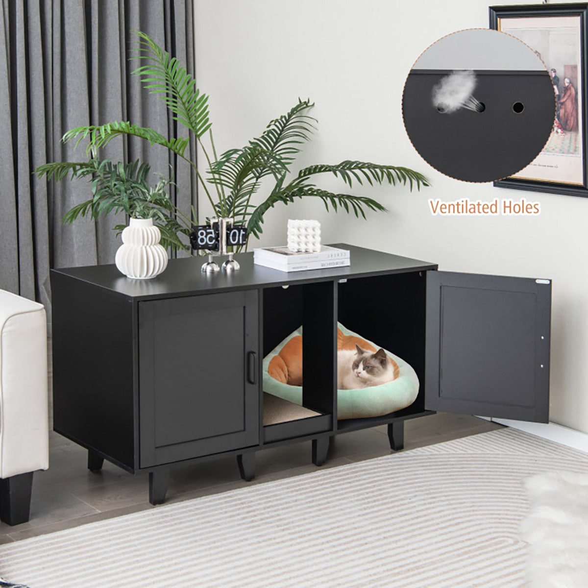Cat Litter Box Enclosure with Scratching Board - image 6
