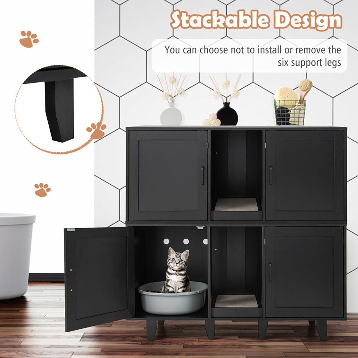 Cat Litter Box Enclosure with Scratching Board - image 4