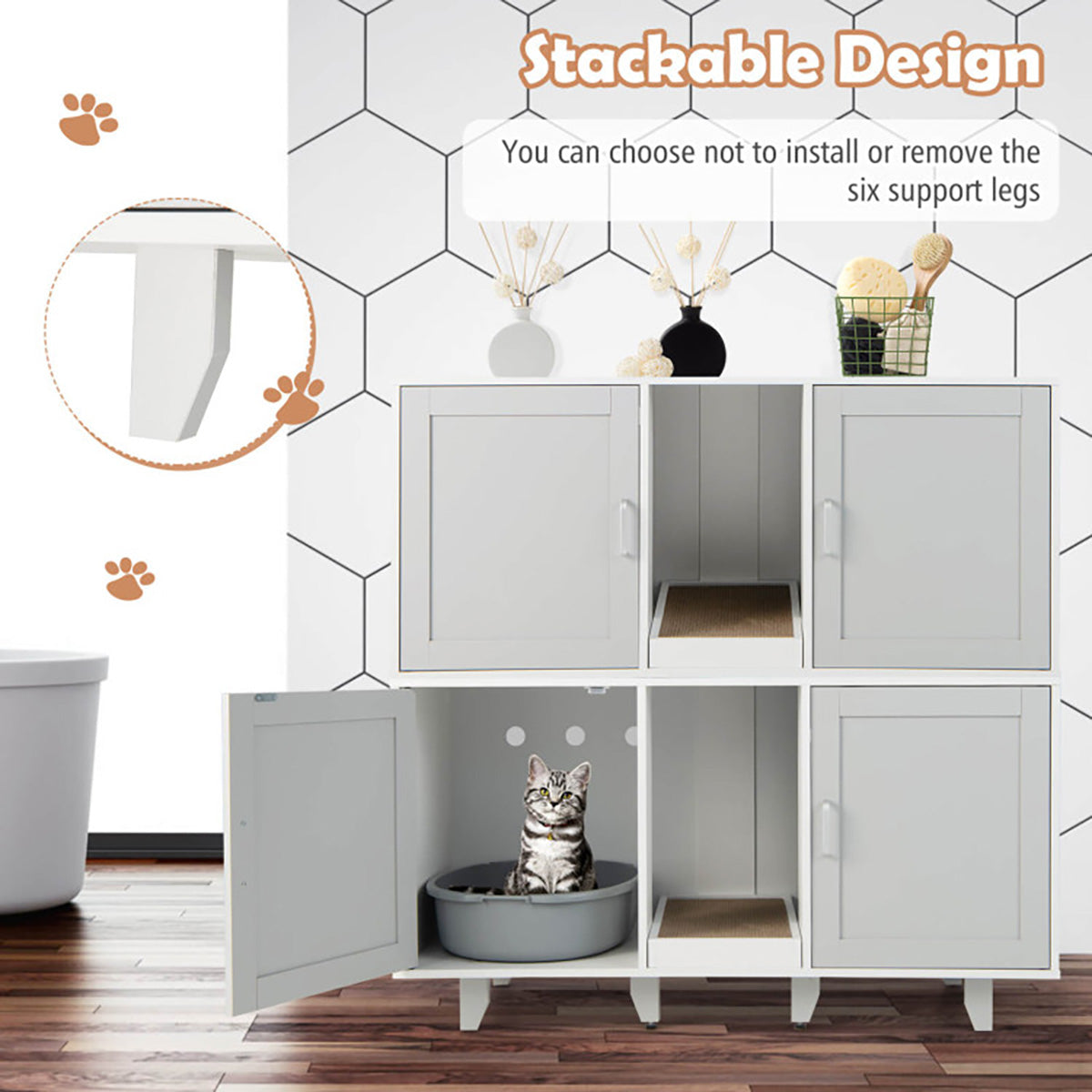Cat Litter Box Enclosure with Scratching Board - image 26