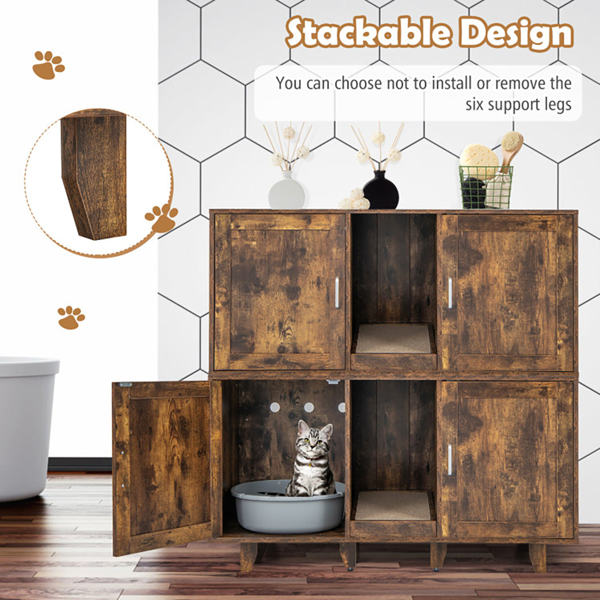 Cat Litter Box Enclosure with Scratching Board - image 32