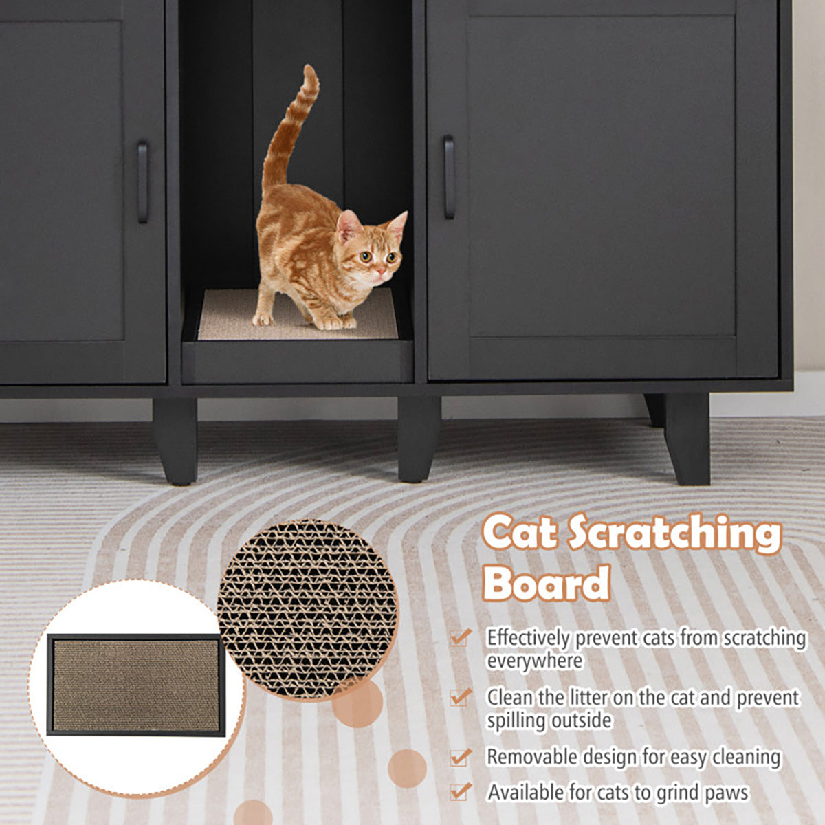 Cat Litter Box Enclosure with Scratching Board - image 10