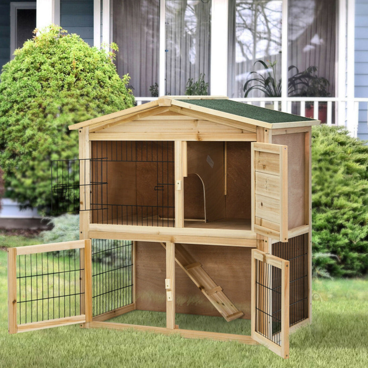 35'' Wooden Chicken Coop with Ramp