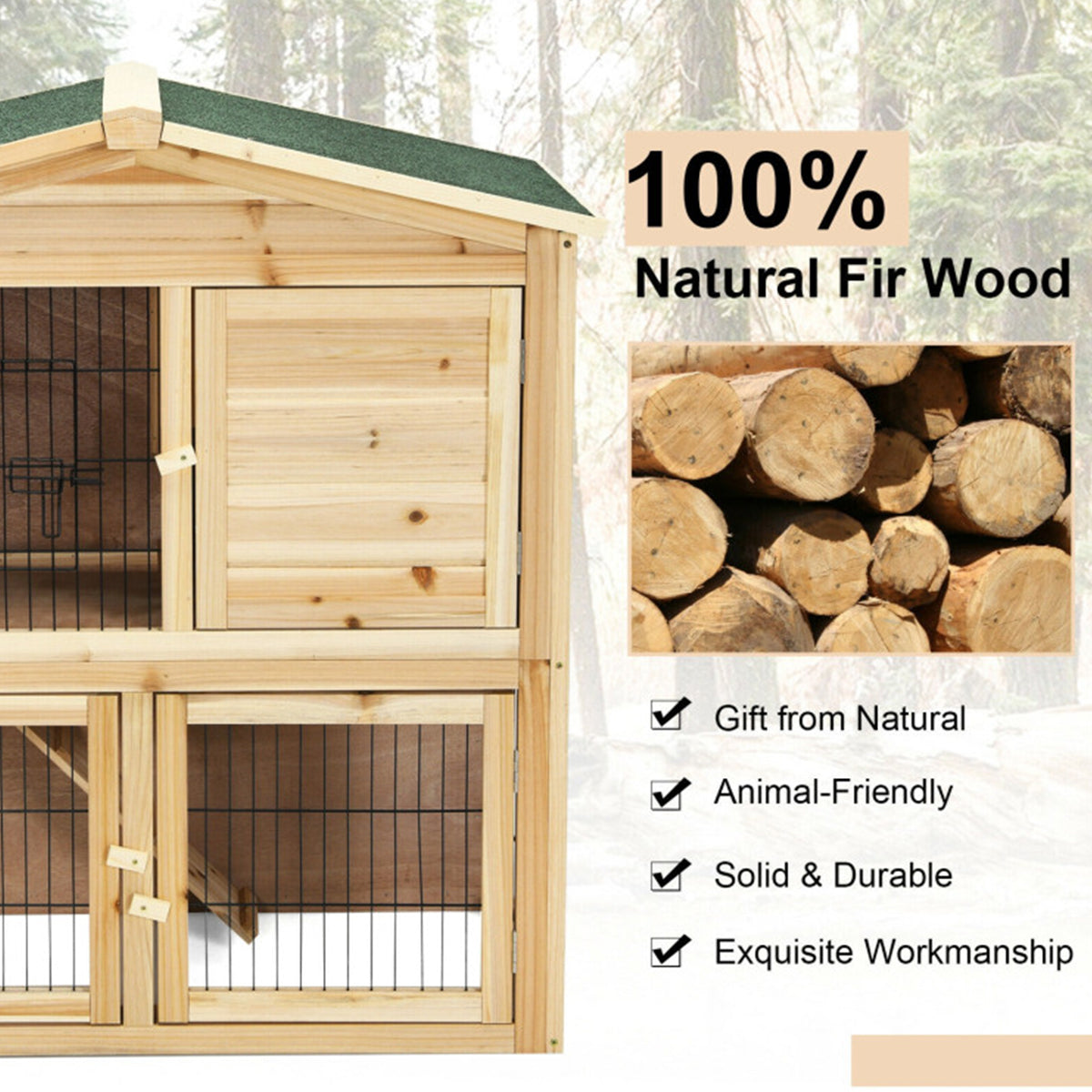 35'' Wooden Chicken Coop with Ramp - image 4