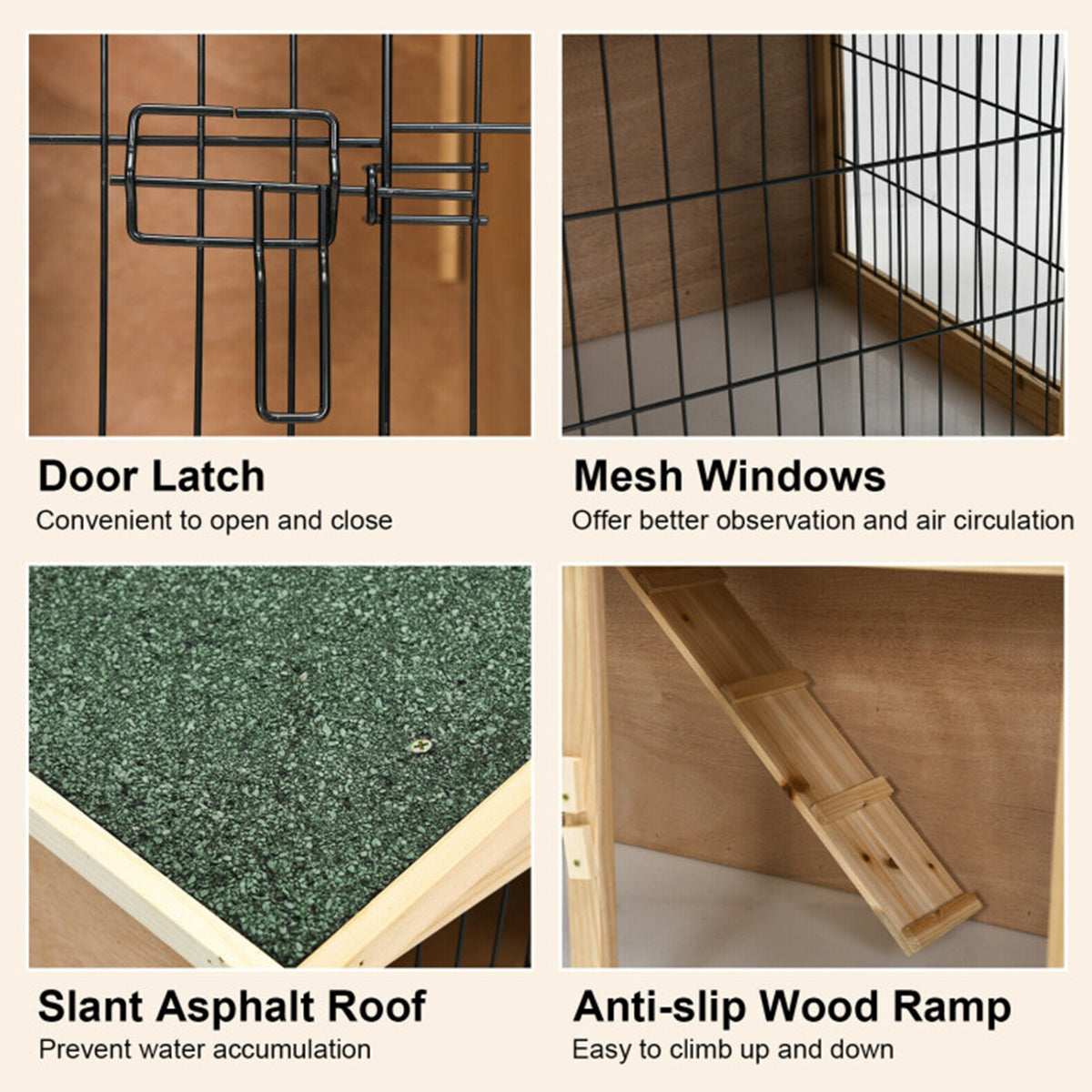 35'' Wooden Chicken Coop with Ramp - image 7