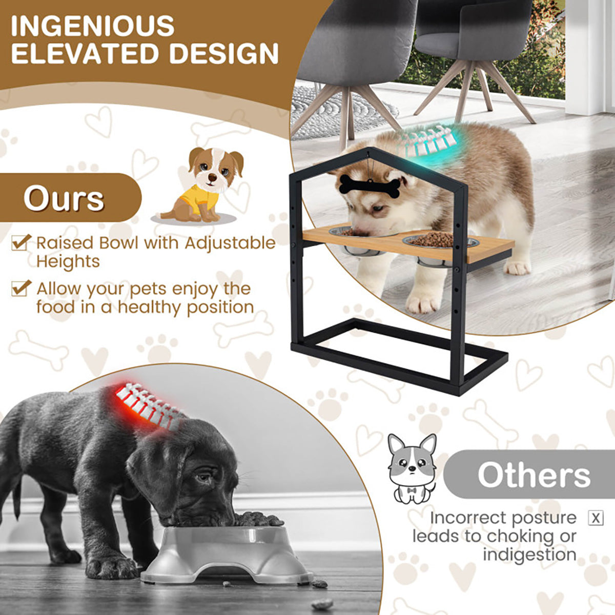 Adjustable Raised Pet Feeder with Stainless Steel Bowls - image 15