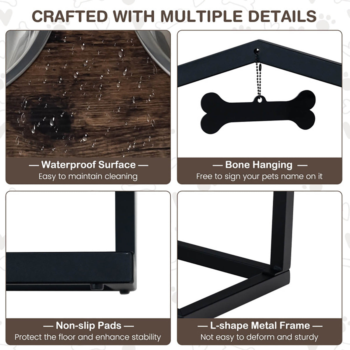 Adjustable Raised Pet Feeder with Stainless Steel Bowls - image 4