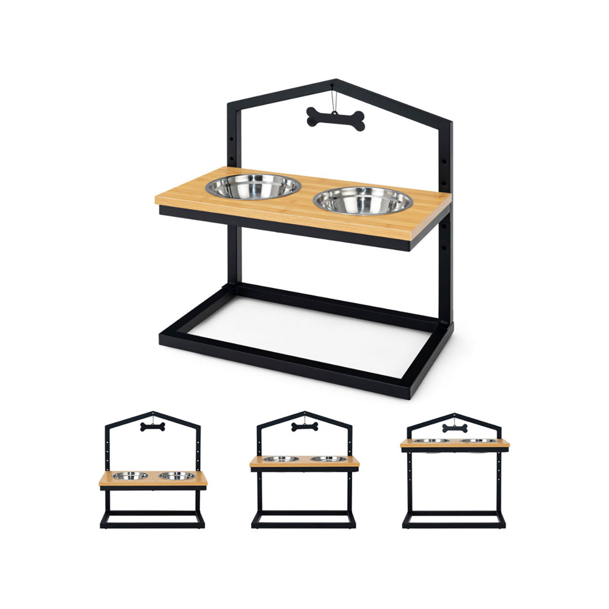 Adjustable Raised Pet Feeder with Stainless Steel Bowls - image 17