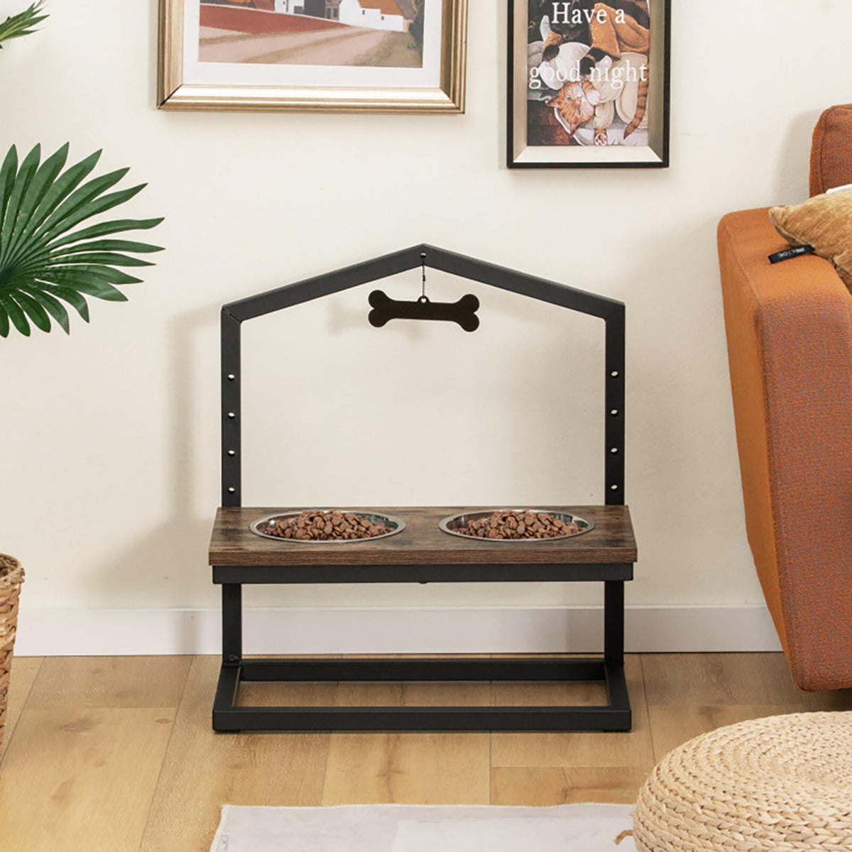 Adjustable Raised Pet Feeder with Stainless Steel Bowls - image 8