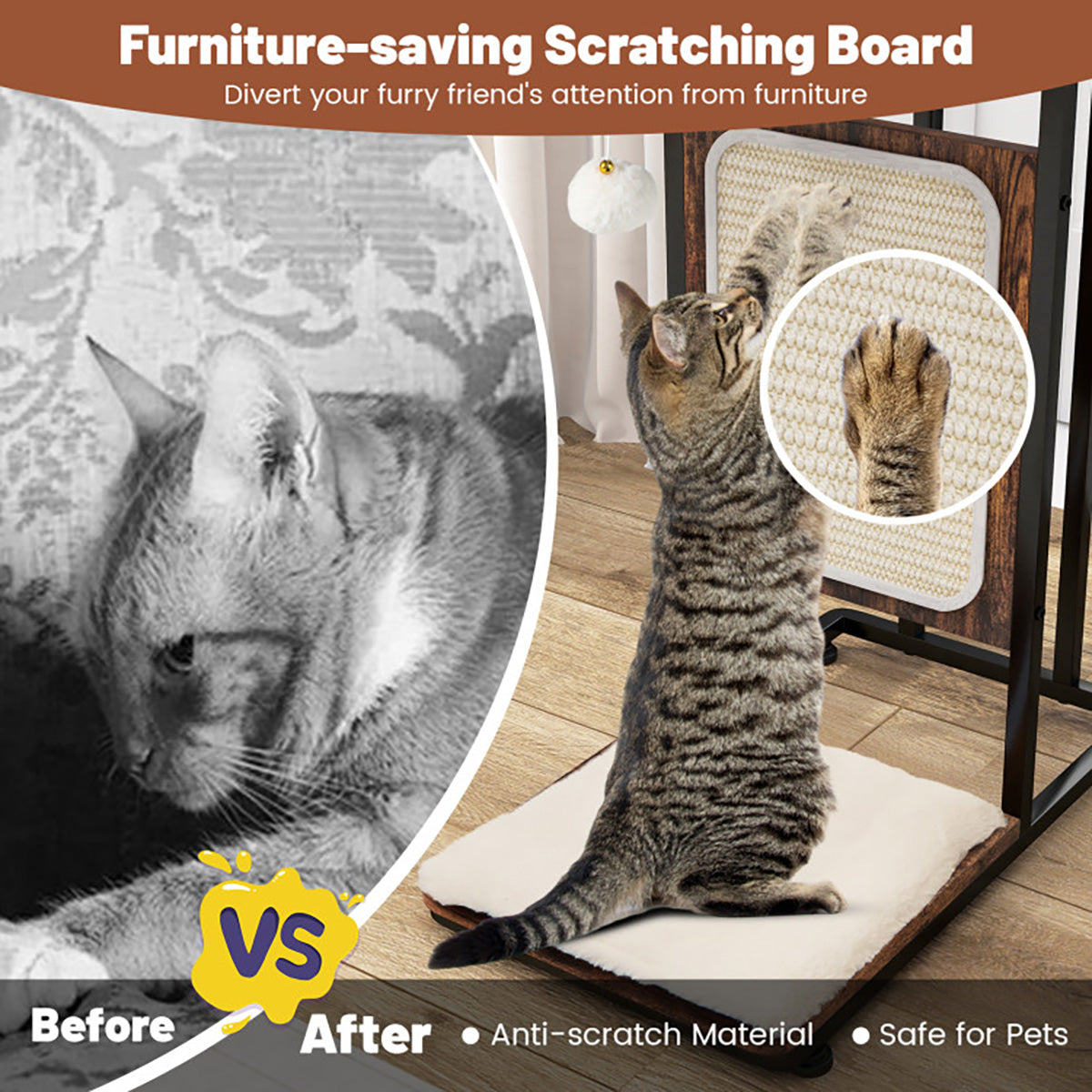 Cat Tree Side Table with Scratching Board - image 4