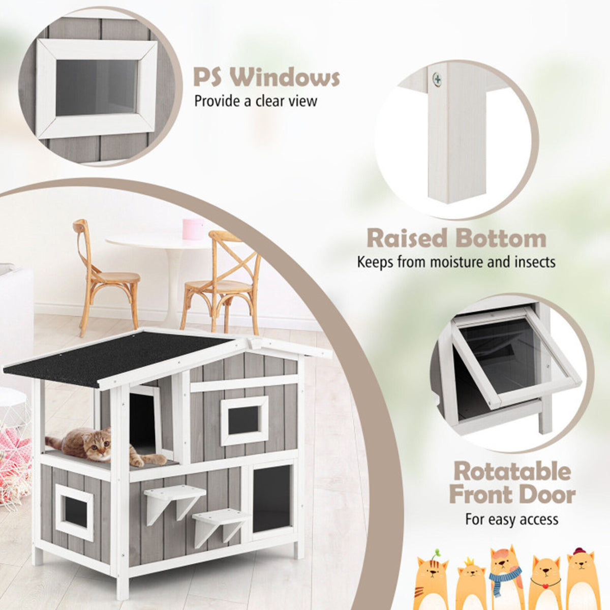 2-Story Wooden Outdoor Feral Cat House - image 5