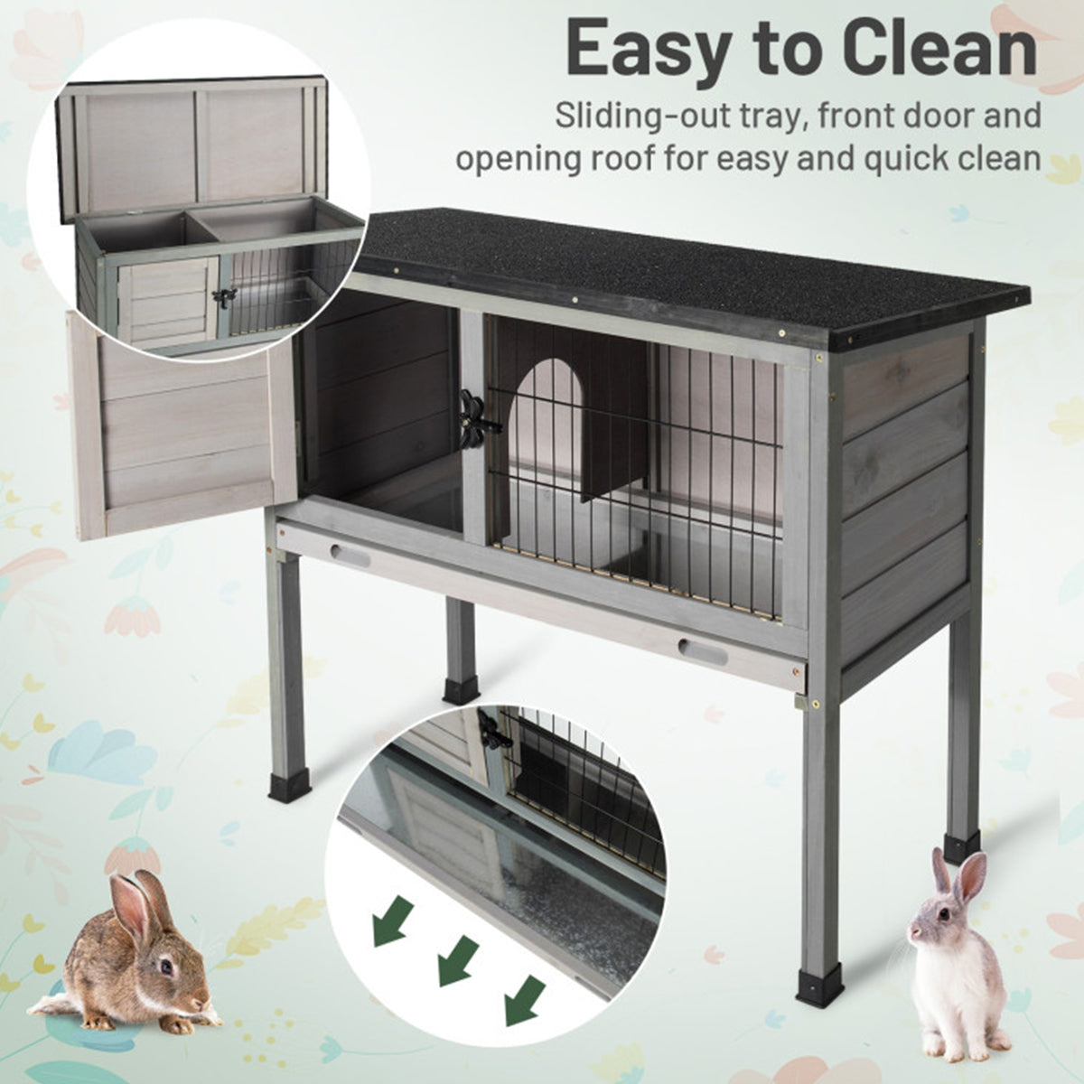 Elevated Rabbit Hutch with Hinged Roof - image 5