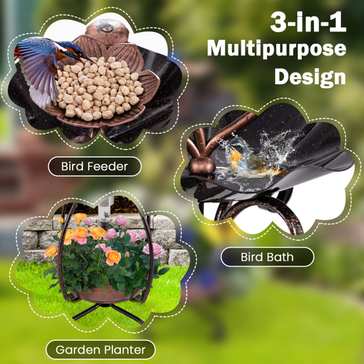 Solar Bird Bath Feeder and Planter - image 13
